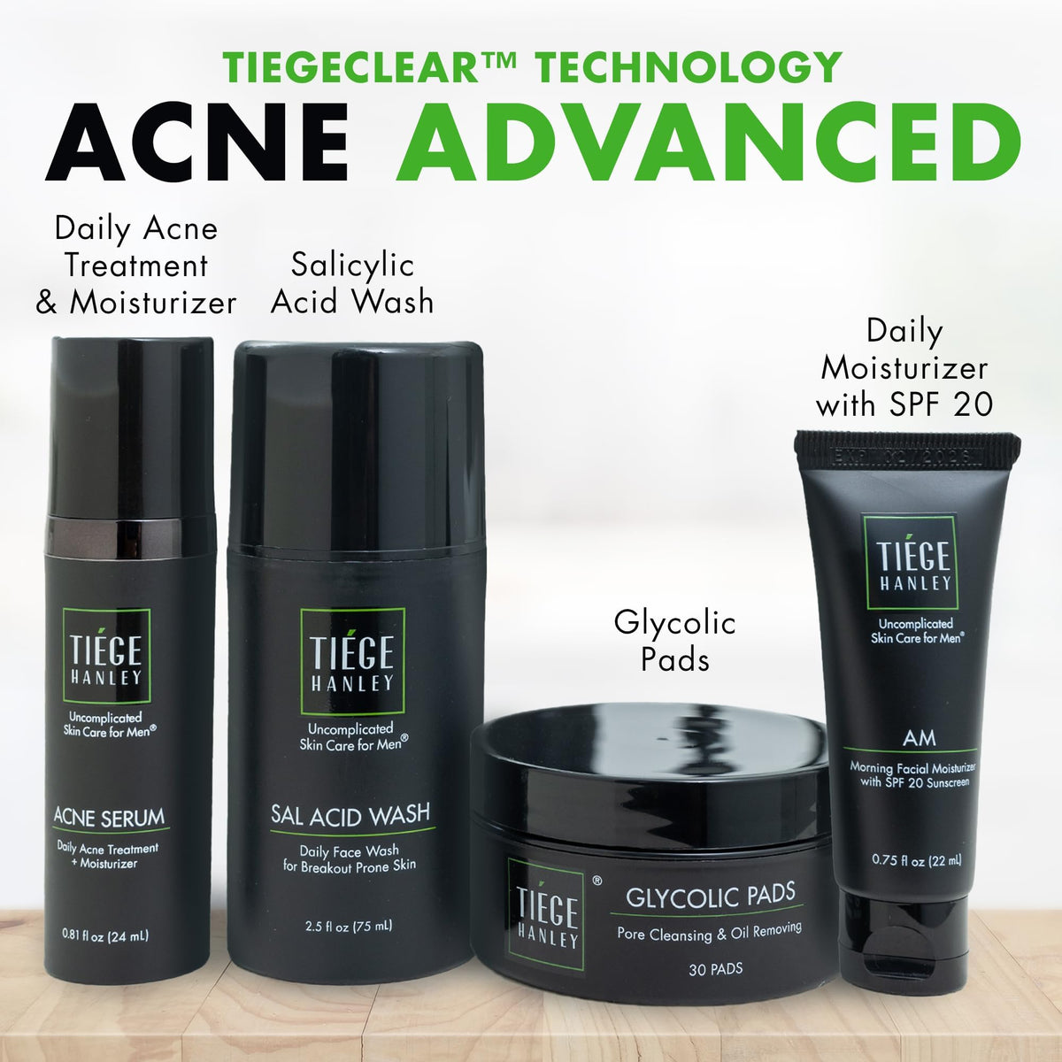 Tiege Hanley glycolic pad close-up demonstrating single-step exfoliation