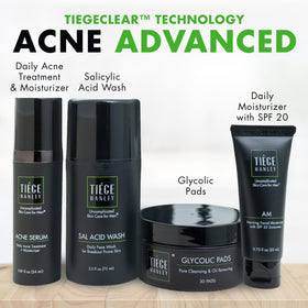 Tiege Hanley glycolic pad close-up demonstrating single-step exfoliation