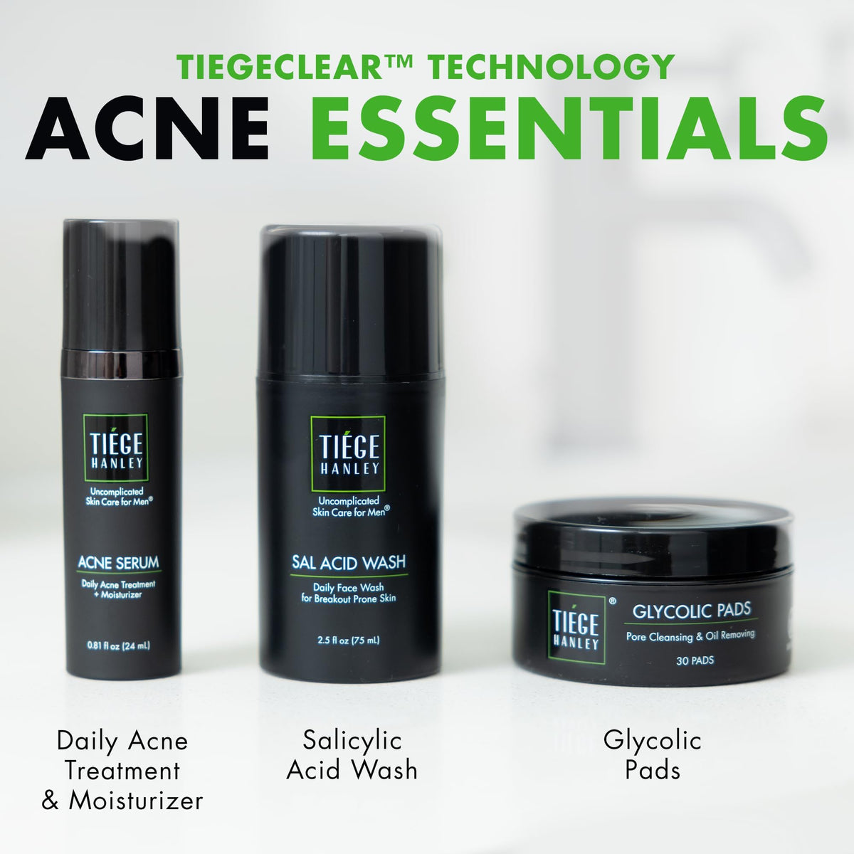 Tiege Hanley glycolic pads open jar showing individual pads for daily exfoliation