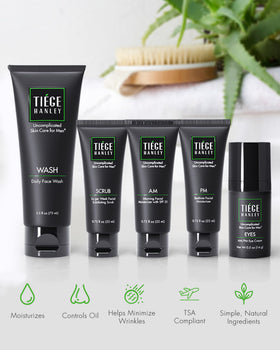 Tiege Hanley exfoliating scrub on hand demonstrating buffing action