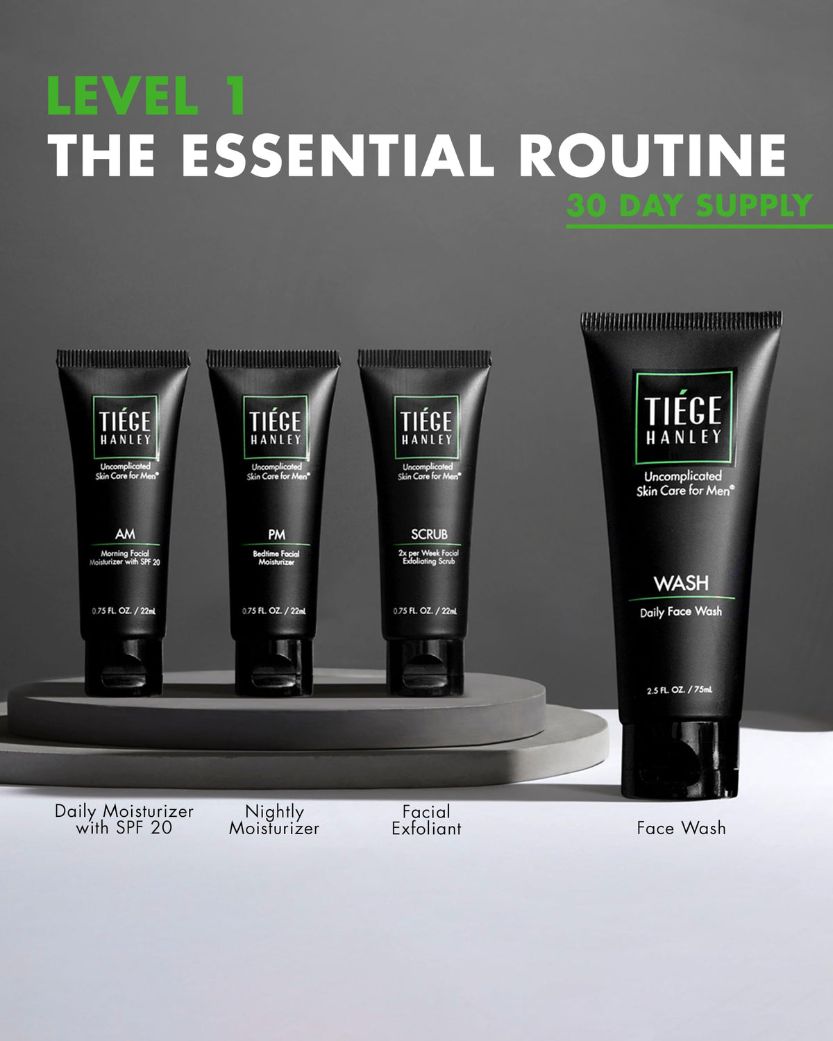 Tiege Hanley scrub texture close-up showing fine exfoliating particles and smoother skin