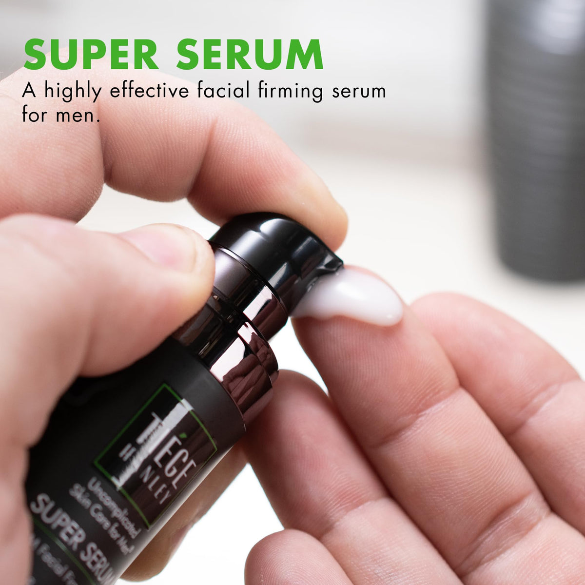Tiege Hanley serum droplet texture highlighting lightweight absorption benefit