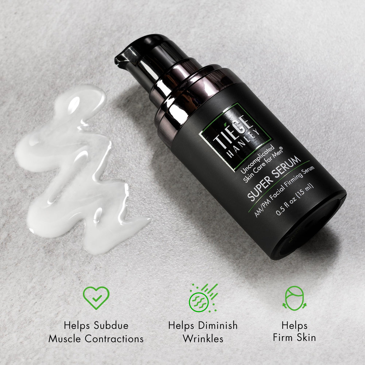Tiege Hanley close-up of serum texture highlighting lightweight, fast-absorbing formula