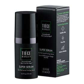 Tiege Hanley front bottle showing compact serum packaging and clear branding