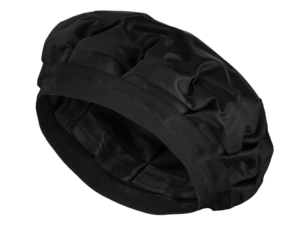 Tifara Beauty front view of cordless heat cap showing sleek black shell and fit benefit