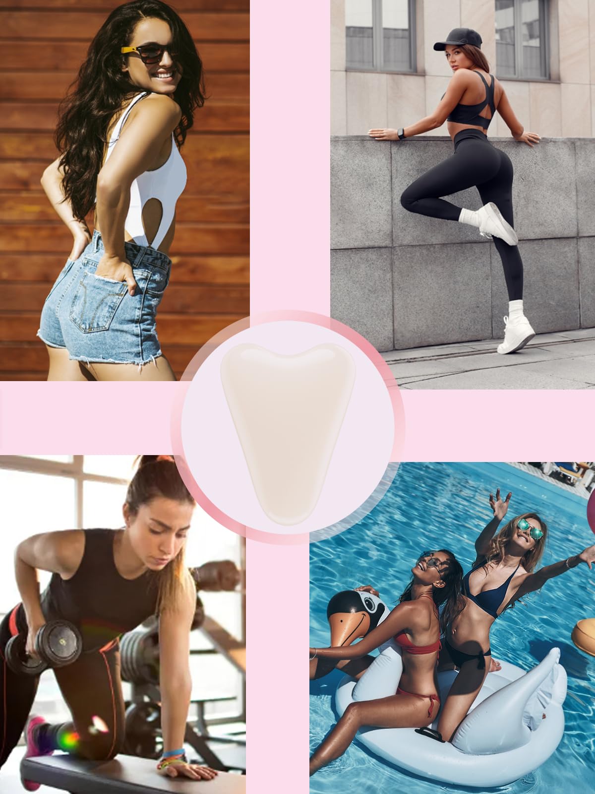 Tifesoo pad under swimsuit illustrating secure concealment while swimming