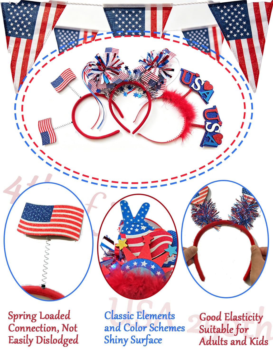 Tifwsea Uncle Sam mini hat topper detail highlighting patriotic novelty and secure attachment