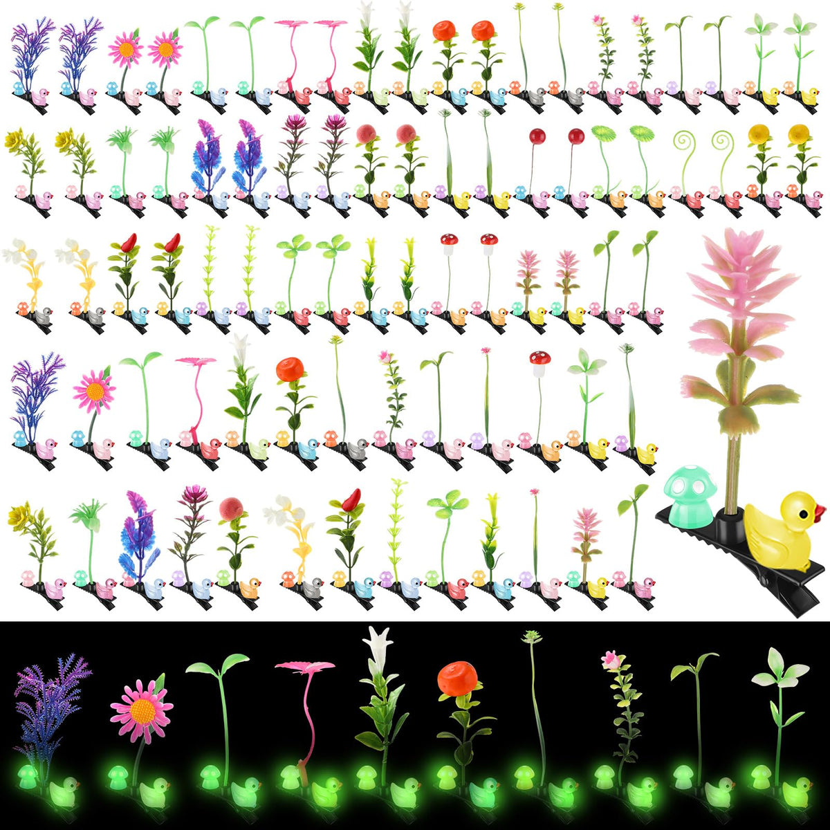 Tigeen front packaging showing 30 colorful duck and plant clips with festival appeal