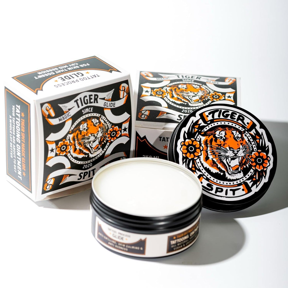 TIGER SPIT used while tattoo needle glides smoothly to reduce drag