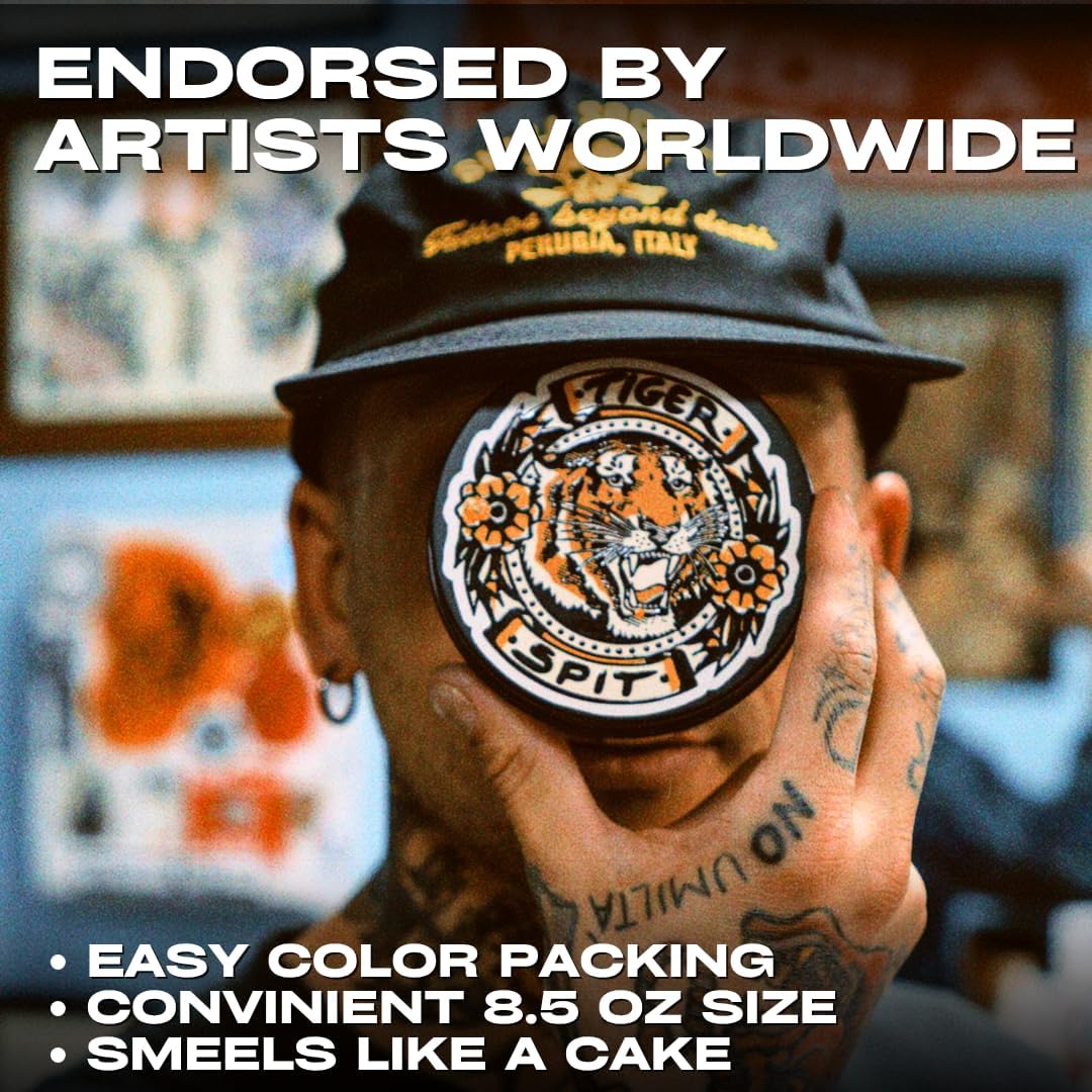 TIGER SPIT jar alongside a hand showing 8.45oz scale and studio-ready size