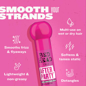 TIGI After Party applied to damp hair reducing frizz and speeding drying