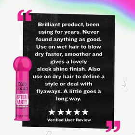 TIGI After Party on bathroom counter staged for everyday styling convenience