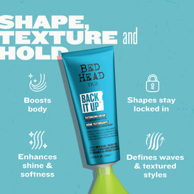 TIGI Bed Head cream in hand being applied, shows easy distribution on hair