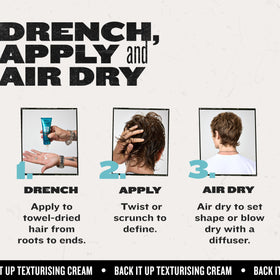 TIGI Bed Head before and after on curly hair, shows enhanced definition