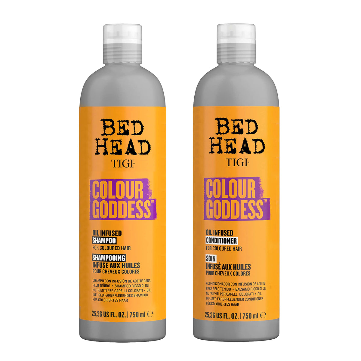 TIGI Bed Head front packaging showing 25.36 fl oz duo protecting color