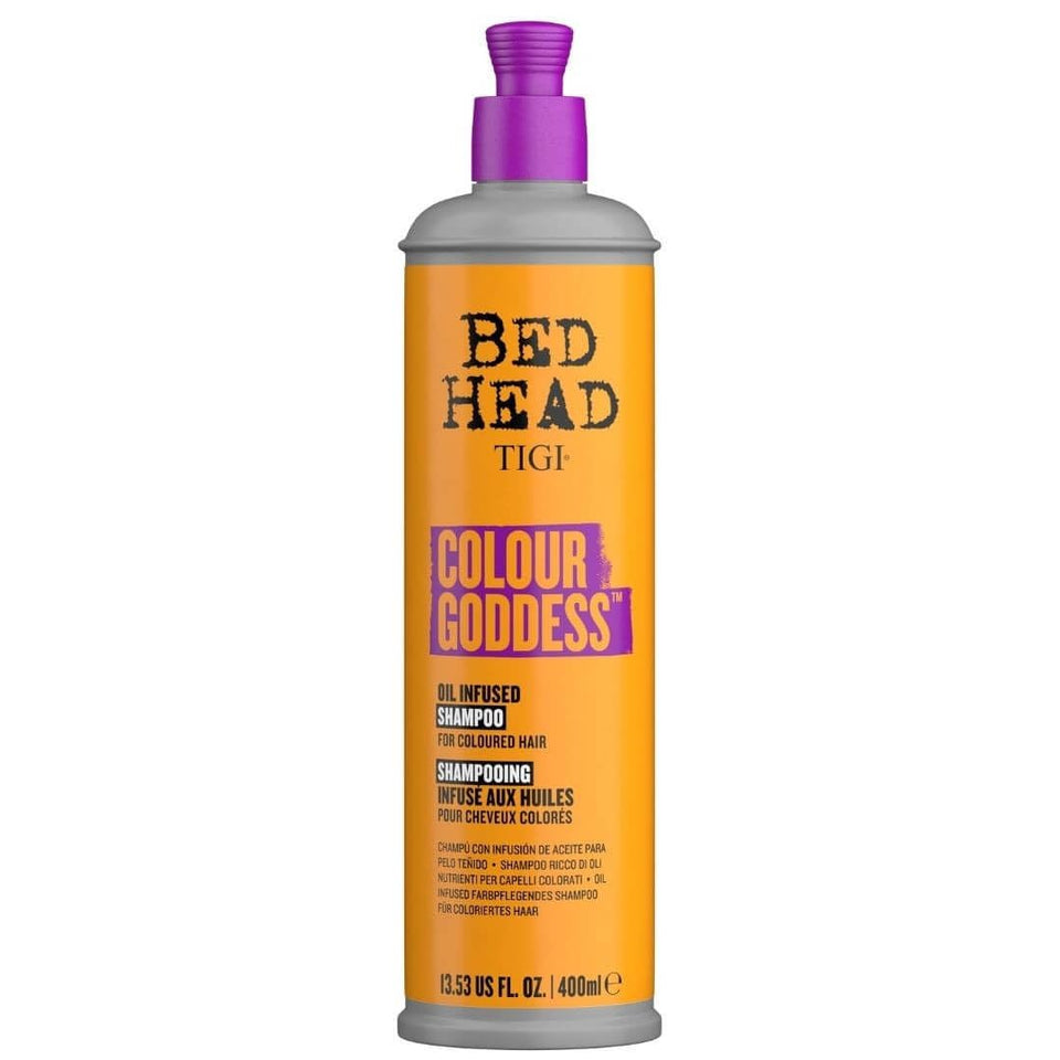 TIGI Bed Head front packaging showing bottle and product benefits for color protection