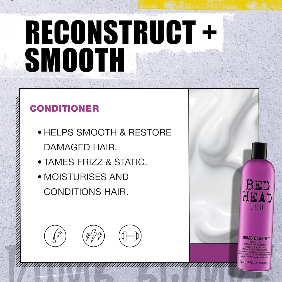 TIGI Bed Head bottle in hand showing 25.36 fl oz size for value and longevity