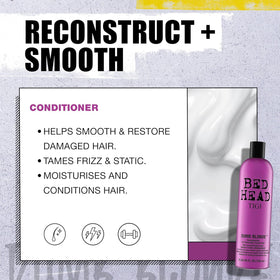 TIGI Bed Head bottle in hand showing 25.36 fl oz size for value and longevity