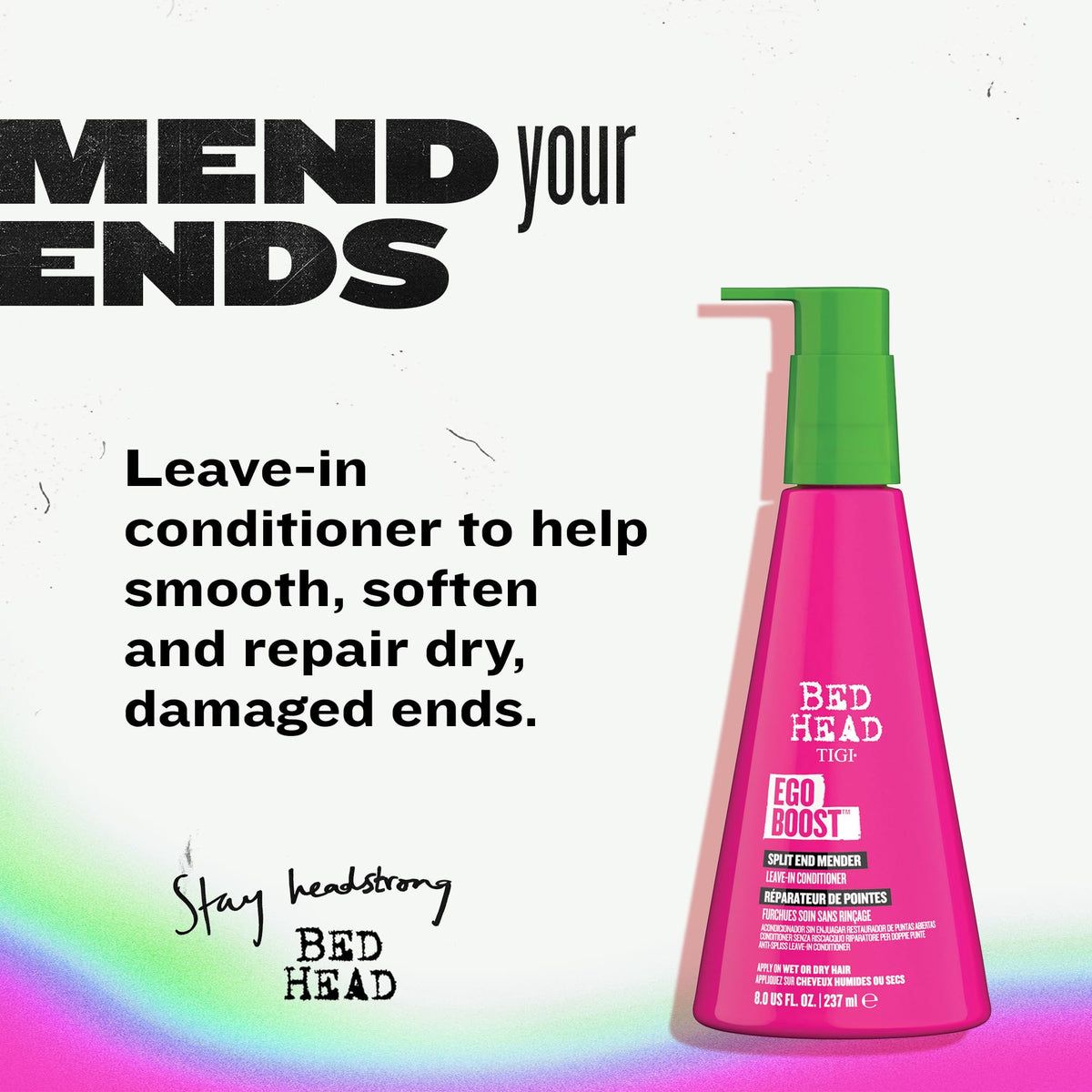 TIGI Bed Head close-up of pump and label highlighting easy dispensing
