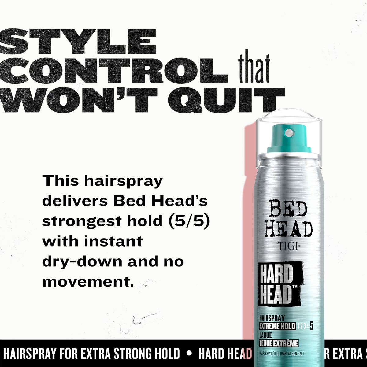 Texture example showing TIGI Bed Head Hard Head securing strands for lasting style control