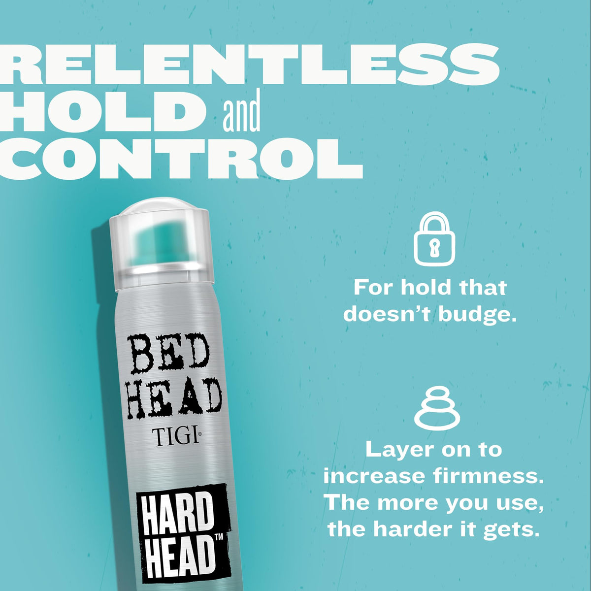 TIGI Bed Head can held in hand showing compact travel size and portability benefit