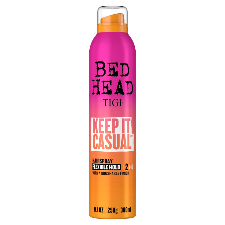 TIGI Bed Head front can showing packaging and size with clear branding benefit hold