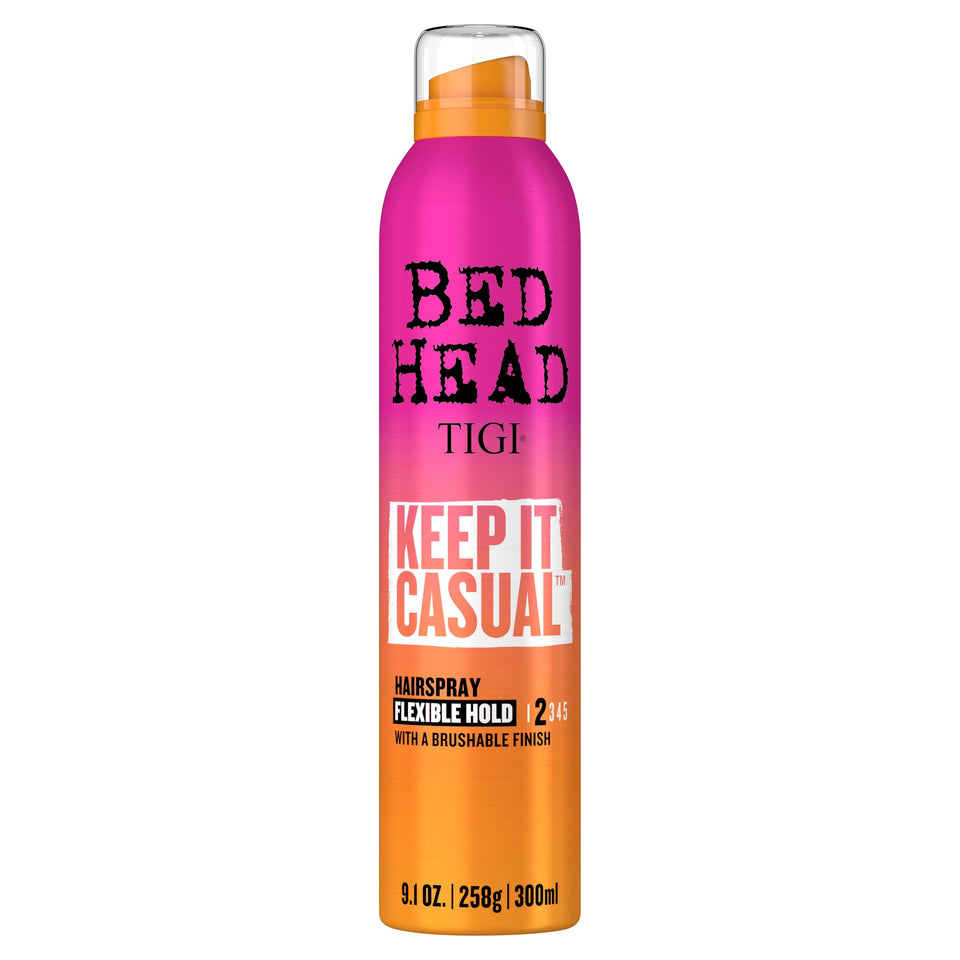 TIGI Bed Head front can showing packaging and size with clear branding benefit hold
