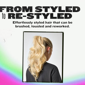 TIGI Bed Head can in hand showing 9.1 oz scale for travel and at-home convenience