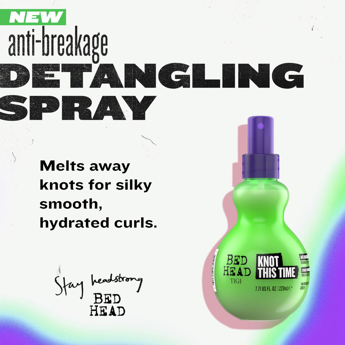 TIGI Bed Head mist spraying to show even application and easy detangling benefit