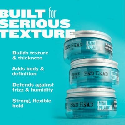 TIGI Bed Head applying putty to fingers demonstrating smooth spread and restyleable hold