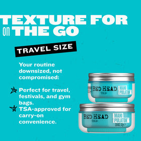 TIGI Bed Head putty warmed on palm for smooth distribution and control