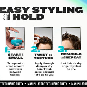 TIGI Bed Head tub beside passport to show travel-friendly size benefit