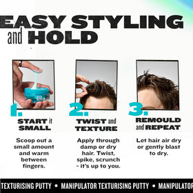 TIGI Bed Head being applied to hair offering firm hold and frizz control benefit