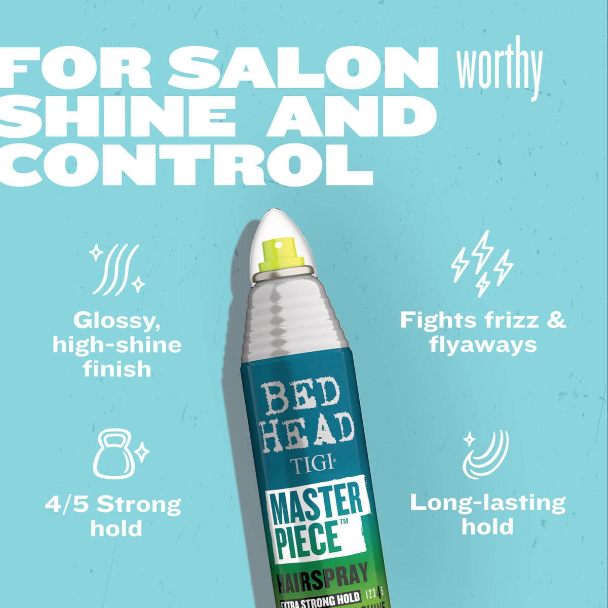 TIGI Bed Head nozzle close-up for precise spray application benefit