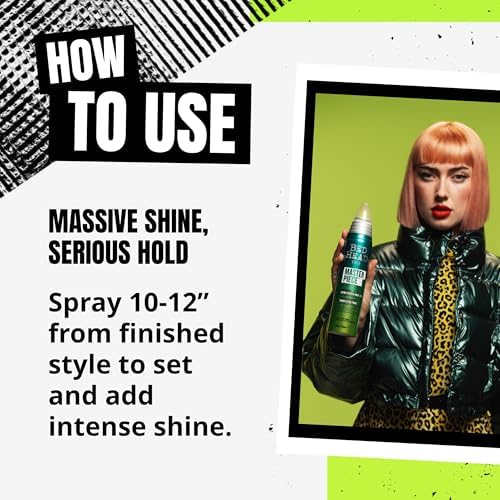 TIGI Bed Head lifestyle application model using spray for salon-style results