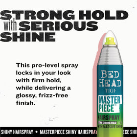 TIGI Bed Head spraying on dry hair to set style and control frizz