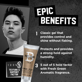TIGI Bed Head gel on hands demonstrating easy application benefit