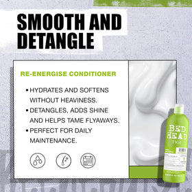 TIGI Bed Head bottles next to ruler showing 25.36 fl oz size