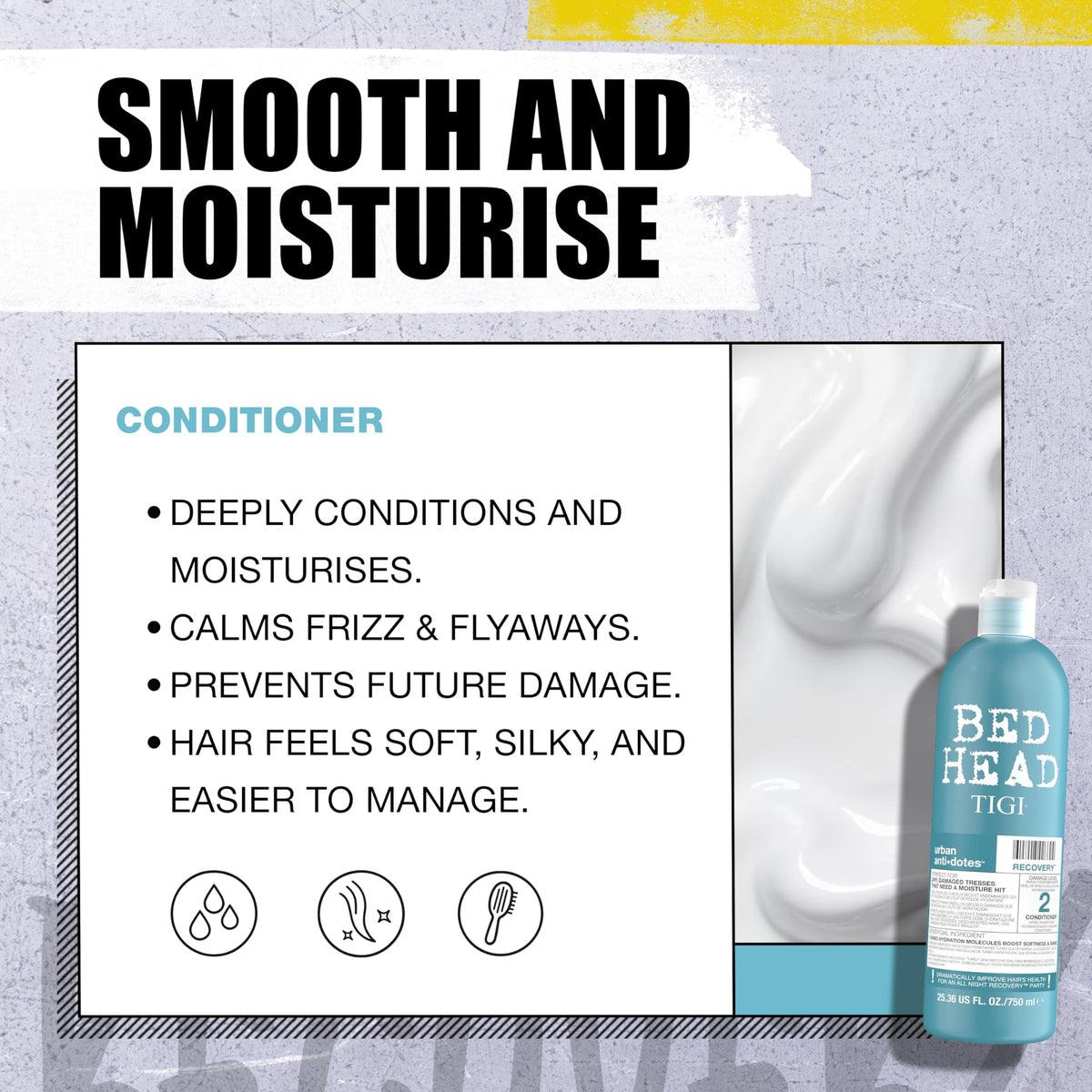 TIGI Bed Head bottles in hand showing 25.36 fl oz size for value