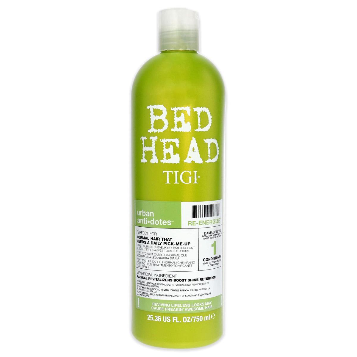 TIGI Bed Head front packaging showing bottle and Bahama Mama scent benefit