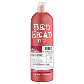 TIGI Bed Head front bottle view showing product benefit for damaged hair