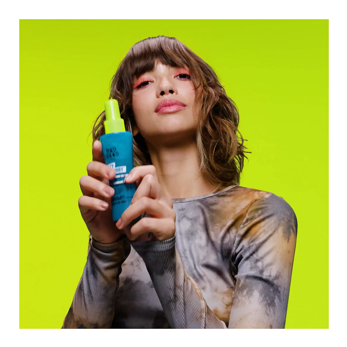 TIGI Bed Head styled beach waves on model showing natural texture and volume