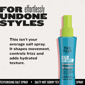 TIGI Bed Head beside a ruler highlighting 3.38 fl oz size for travel convenience