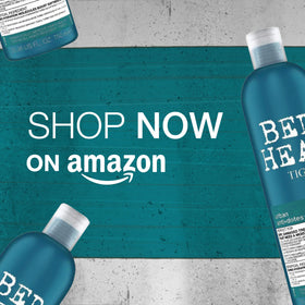 TIGI Bed Head bottles next to ruler showing 750ml scale for extended use