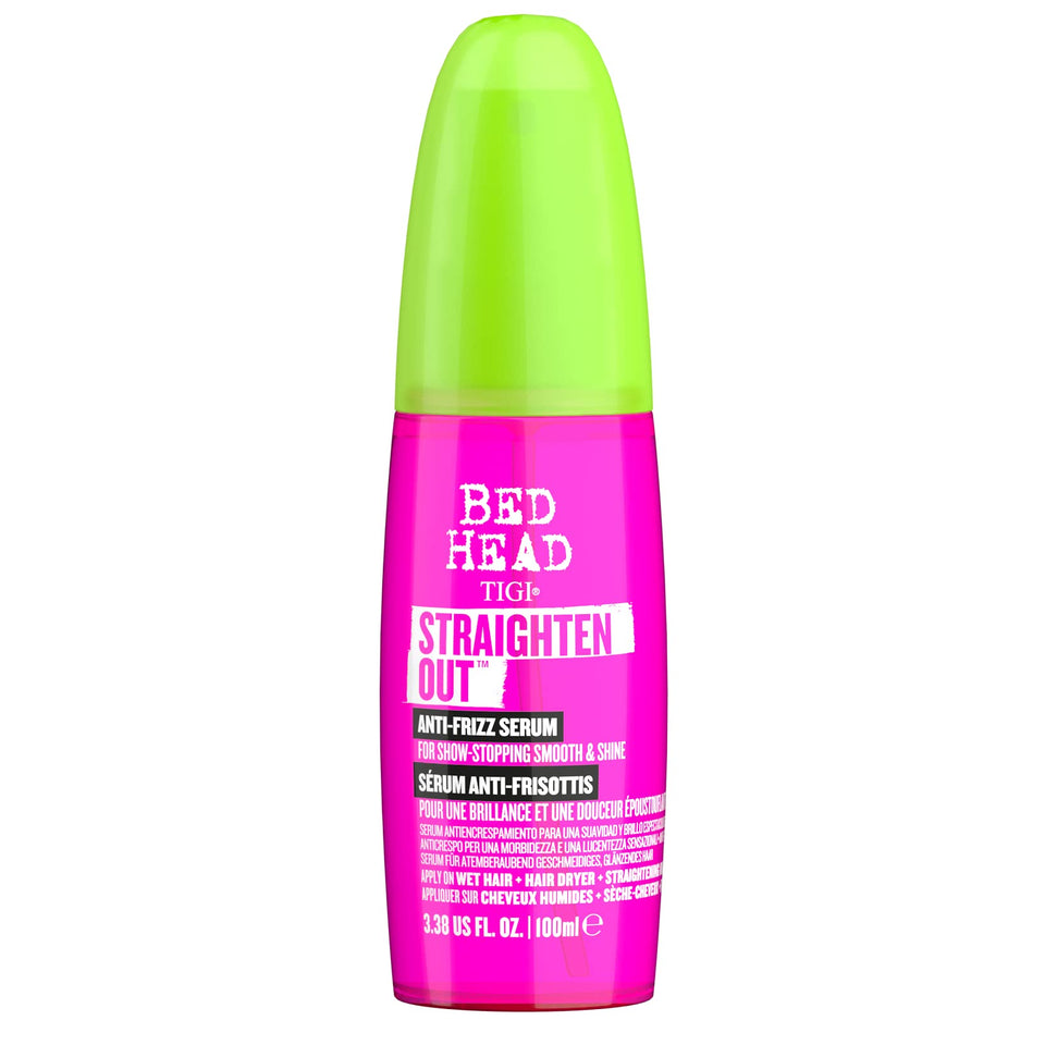 TIGI Bed Head front packaging showing sleek serum and benefits