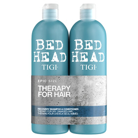 TIGI Bed Head front packaging shows large 750ml bottles and long-lasting value