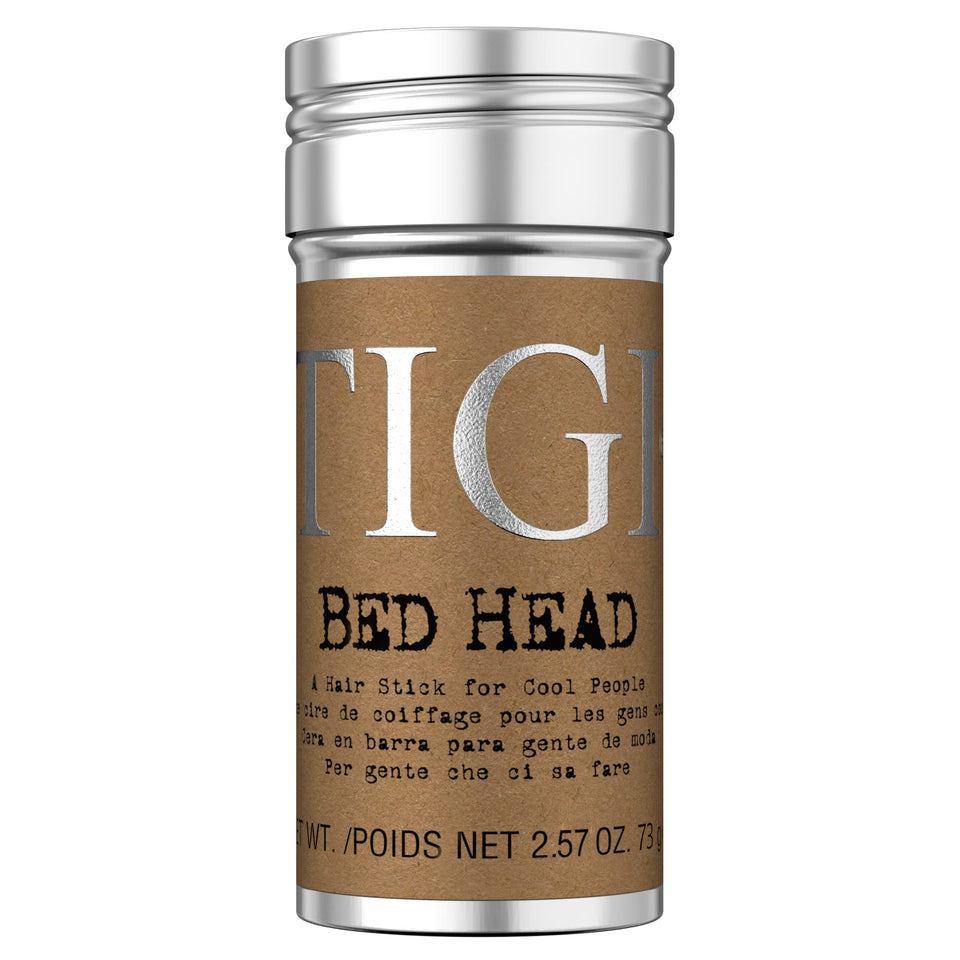 TIGI Bed Head front packaging showing compact wax stick and brand benefit