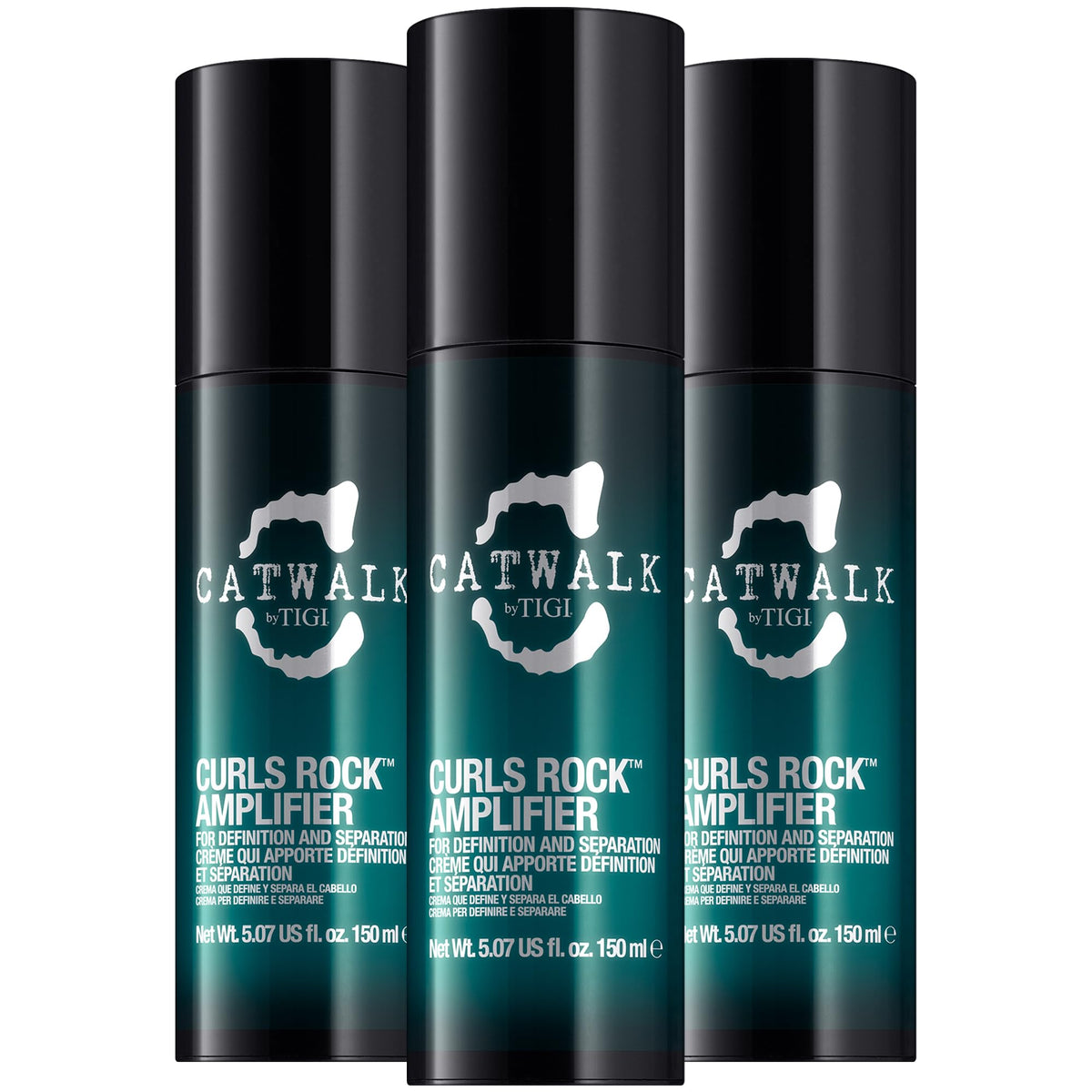 TIGI Catwalk front packaging showing three tubes and benefit of salon-grade styling