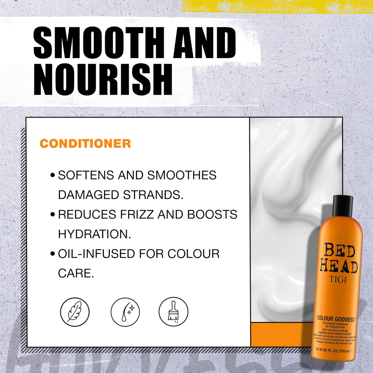 TIGI Colour Goddess ingredient focus on coconut and keratin displaying nourishing formulation benefits