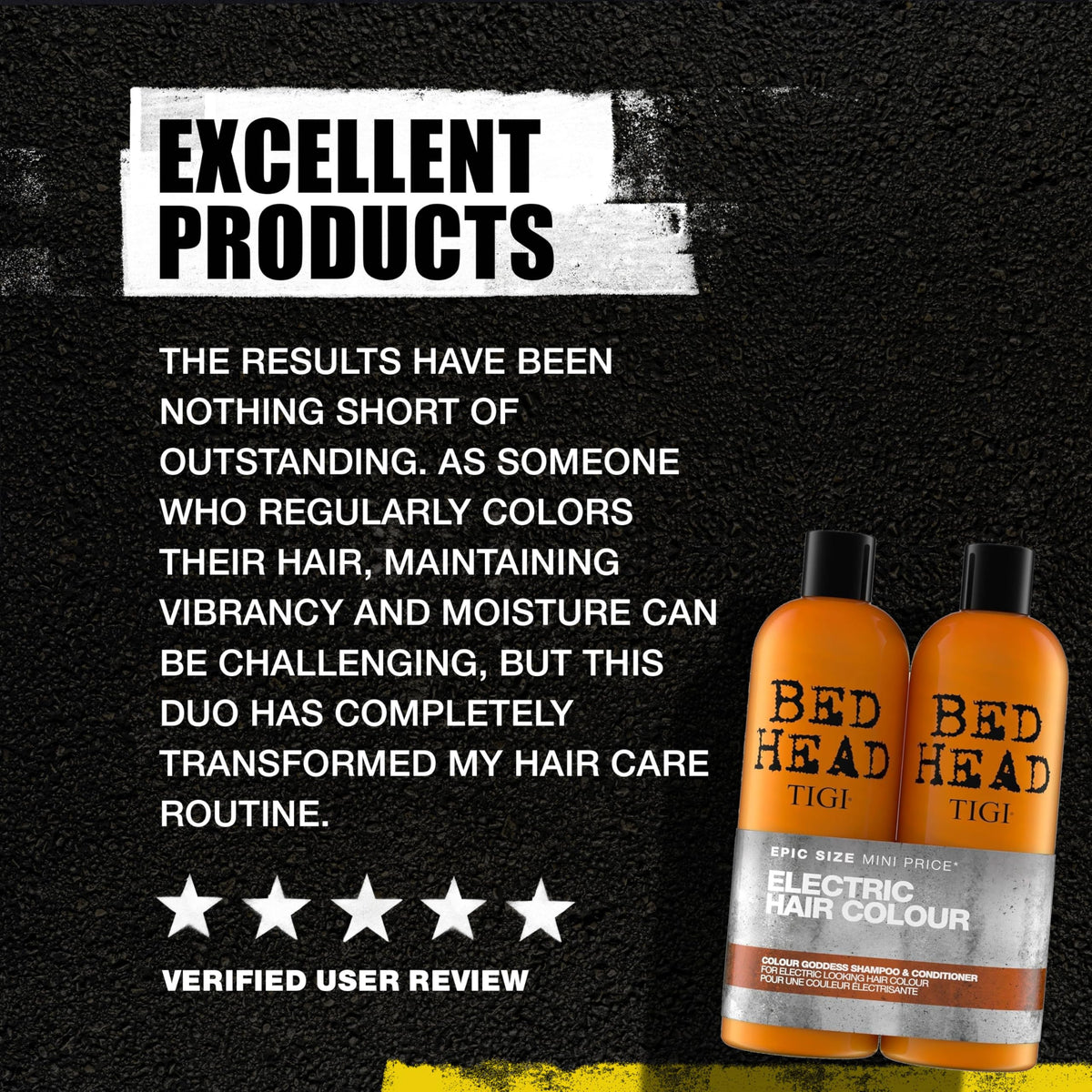 TIGI Colour Goddess lifestyle on bathroom shelf evoking salon-quality results at home